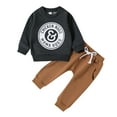 thumbnail image 1 of Gerichy Toddler Baby Boy Clothes Fall Winter Outfit, Boys Long Sleeve Letter Prints Pullover Sweatshirt Tops Pants Outfits, 1 of 9