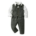 thumbnail image 1 of Gerichy Toddler Baby Boy Clothes Fall Winter Outfit, Boys Long Sleeve Shirt Romper Bodysuit Pants Coat With Tie 4pcs Child Kids Gentleman Outfits, 1 of 4