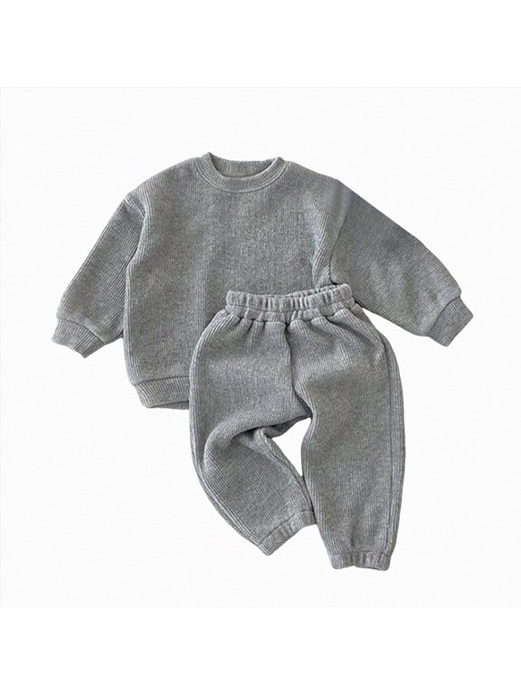 Toddler Baby Boy Clothes Fall Winter Outfit, Boys Outfits 2PCS Sweatshirt and Jogger Pants Set 3 6 18 24 Months 3T 4T Casual Two Piece Sets,Light Gray