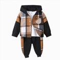 thumbnail image 1 of Gerichy Toddler Baby Boy Clothes Fall Winter Outfit Flannel Plaid Shirt Hooded & Pants 2PCS 12 18 24 Months 3T 4T 5T Kids Boys Outfits Sets, 1 of 7