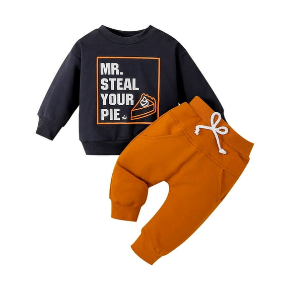 Gerichy Toddler Baby Boy Clothes Fall Winter Outfit, Kids Boys Casual Fashionable Long Sleeves Cute Letters Prints Sweatshirts Top Pants 2pcs Set Outfit