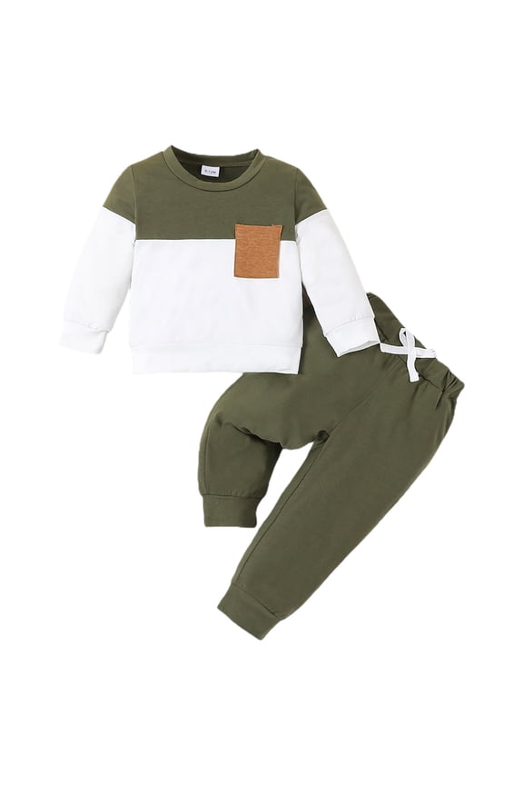 Toddler Kids Baby Boy Fall Outfits 1T 2T 3T Letter Print Long Sleeve Tops Pants Winter Clothes Sets Color Block Pullover Tops Trumpet Pants Outfits 2PCS Fall Winter Set