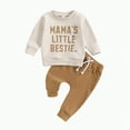 thumbnail image 1 of Baby Toddler Kids Boy Clothing Set Little Boys Spring Fall Solid Color Long Sleeve Drawstring Pants 0 6 12 18 24 Months 2T 3T Everyday Outfit 2 Pcs, 1 of 7
