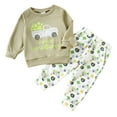 thumbnail image 1 of Gerichy Toddler Baby Boy Clothes Fall Winter Outfit, Toddler Baby Boy Girl St. Patrick's Day Outfit Four Leaf Embroidery Long Sleeve Sweatshirt Top And Pants Set, 1 of 9