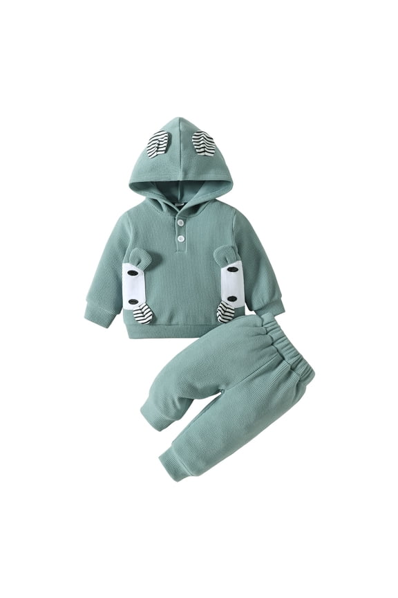 Toddler Baby Boy Clothes Fall Winter Outfit, Toddler Boys Girls Long Sleeve Cartoon Bear Hooded T Shirt Pullover Tops Pants Outfits