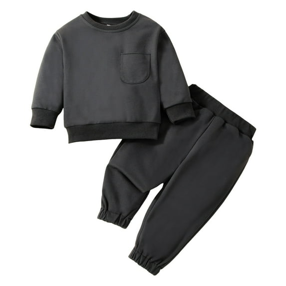 Gerichy Toddler Baby Boy Clothes Fall Winter Outfit, Toddler Boys Girls Long Sleeve Solid Color Tops Pants Two Piece Outfits Casual Sports Set For Kids Clothes