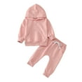 thumbnail image 1 of Gerichy Toddler Baby Boy Clothes Fall Winter Outfit, Toddler Boys Girls Winter Long Sleeve Solid Color Hoodie Sports Tops Pants 2PCS Outfits Clothes Set, 1 of 5