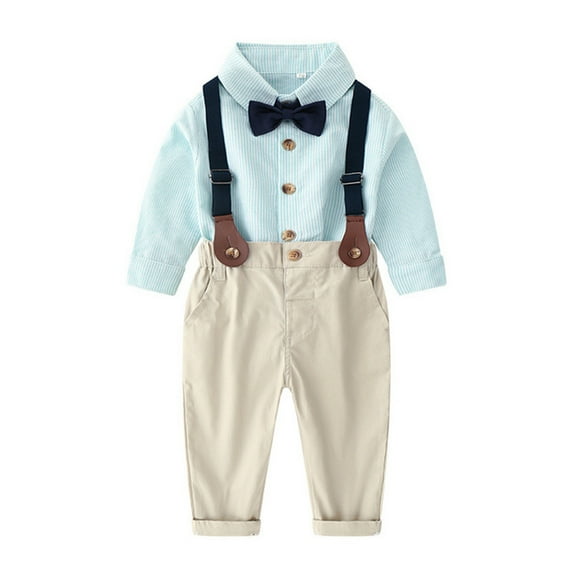 Gerichy Toddler Baby Boy Clothes Fall Winter Outfit, Toddler Kids Baby Boys Bowtie Gentleman T-Shirt Tops Suspender Pants 2PCS Set