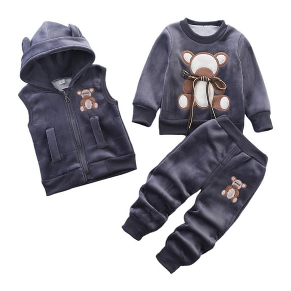 Gerichy Toddler Baby Boy Clothes Fall Winter Outfit, Toddler Plush Sweatsuit Baby Girls Clothes Boy Outfits Suit Graphic Print Fleece Sweatshirt Tops And Pant Set