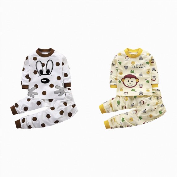 Gerichy Toddler Baby Boy Girl Outfits Long Sleeve Sweatshirt Solid Pants 6 12 18 24 Months 2T 3T Autumn Winter Clothes Set 4-Piece