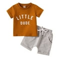 thumbnail image 1 of Gerichy Toddler Baby Boy Summer Clothes Letter Print Shorts Set 0 6 12 18 24 Months Outfits 2-3 Years Clothes Set Crewneck Letter Print Boys Top Shorts 2 Piece Set, 1 of 8