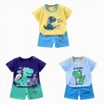 thumbnail image 1 of Gerichy Toddler Baby Boy Summer Clothes Set 6 12 18 24 Months 2T 3T 4T Tractor Letter Print Short Sleeve T-Shirt Elastic Waist Solid Shorts Outfit Sets 6PCS, 1 of 7