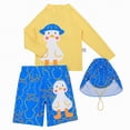 thumbnail image 1 of Gerichy Toddler Baby Boys Swimsuits 3-Piece Bathing Suit Set Long Sleeve Tops + Swim Shorts with Hat 3T 4T 5T 6T Kids Swimwear Beachwear,Yellow, 1 of 7