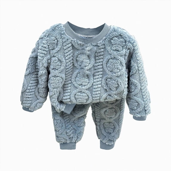 Gerichy Toddler Baby Girls Boys Pajamas Cozy Flannel Fleece Fuzzy Thickened Clothes Set Kids Winter Warm Long Sleeve Outfits 6M-11T