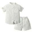 thumbnail image 1 of Gerichy Toddler Boy Button Up Shirt and Short Outfit Set, 2-Piece, Sizes 18M-5T Hawaii Beach Holiday Cotton Linen Shirts T Shirt Shorts Outfits, 1 of 3