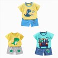 thumbnail image 1 of Gerichy Toddler Boys 6 Piece Outfits Cotton Summer Clothes Excavator Truck Cartoon Print T-shirt and Shorts Set for 2T 3T 4T 5T 6T, 1 of 7