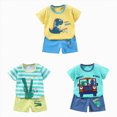 thumbnail image 1 of Gerichy Toddler Boys 6 Piece Outfits Cotton Summer Clothes Excavator Truck Cartoon Print T-shirt and Shorts Set for 2T 3T 4T 5T 6T, 1 of 7