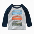 thumbnail image 1 of Gerichy Toddler Boys Casual Long Sleeve Crewneck Bus T-Shirt Cotton Basic Tops Car Shirt 2T-10T, 1 of 6