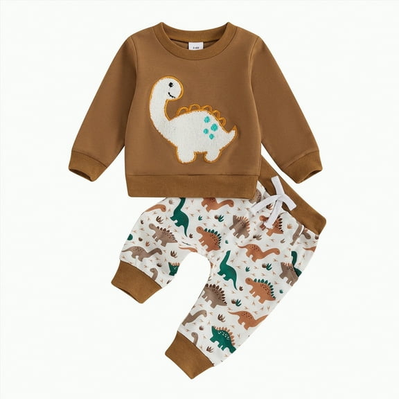 Gerichy Toddler Boys Clothes Baby Boy Outfit Sets Baby Boy Fall Winter Clothes 12 18 24 Month 3T 4T 5T Toddler Boy Outfits Dinosuar Set Long Sleeve Pullover Sweatshirt Shirts Pants 2 Piece Outfits