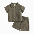 thumbnail image 1 of Gerichy Toddler Boys Clothes Baby Boy Outfit Sets Toddler Baby Boys Summer Clothes Set 6 12 18 24Months 2T 3T Solid Color Lapel Short Sleeve Single- Tops + Shorts Outfits, 1 of 7