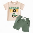 thumbnail image 1 of Gerichy Toddler Boys Clothes Baby Boy Outfit Sets Toddler Kids Boy Shorts Clothing Set 0 6 12 18 24 Months 2T 3T 4T Letter Tractor Print Short Sleeve Round Neck T-Shirt with Solid Shorts 2Pcs Outfit, 1 of 6