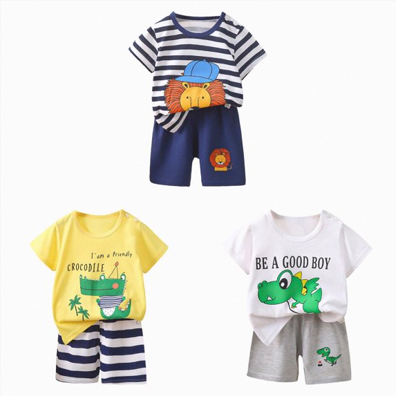 Gerichy Toddler Boys Clothes Summer Outfit Sets 6Pcs T Shirt Short Sleeve Top Car Printed Baby Clothes 1t 2t 3t 4t 5t 6t
