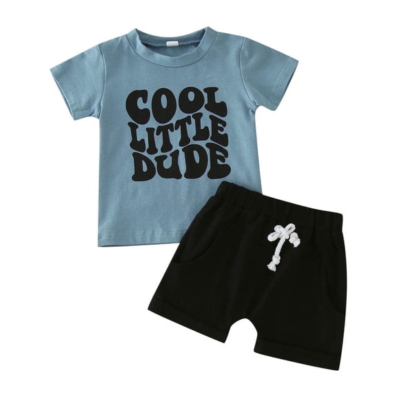 Gerichy Toddler Boys Clothes Toddler Boys Summer 2PCS Outfits Letter Print Short Sleeve Shirt Top Shorts Set