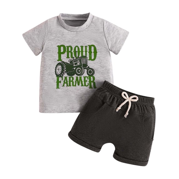 Gerichy Toddler Boys Clothes Toddler Boys Summer 2PCS Outfits Letter Print Short Sleeve Shirt Top Shorts Set