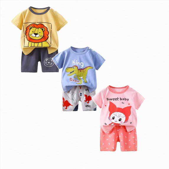 Gerichy Toddler Boys Dressy Outfit Sets 6Pcs Toddler Baby Boy Clothes 1t 2t 3t 4t 5t 6t Cute Short Sleeve T Shirt Tops Shorts Sets