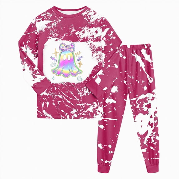 Gerichy Toddler Boys Girls Halloween Cartoon Print Two-Piece Pajama Set Long Sleeve Sleepwear Outfit 2T-9T