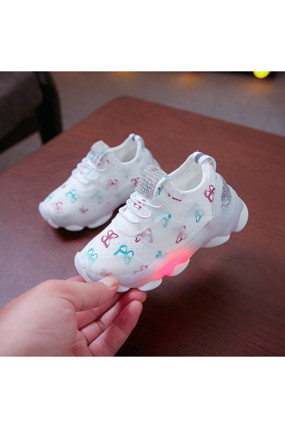 Toddler Boys Girls Light Up Shoes LED Flashing Lightweight Mesh Breathable Running Sneakers for Toddler Little Girls Shoes Run Children Kid Sport Baby Luminous Baby Shoes