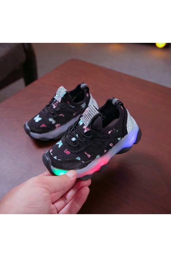 Toddler Boys Girls Light Up Shoes LED Flashing Lightweight Mesh Breathable Running Sneakers for Toddler Little Girls Shoes Run Children Kid Sport Baby Luminous Baby Shoes