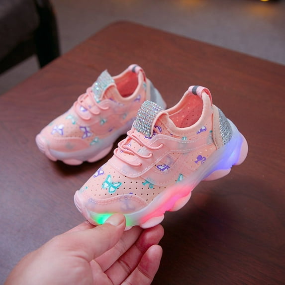 Gerichy Toddler Boys Girls Light Up Shoes LED Flashing Lightweight Mesh Breathable Running Sneakers for Toddler Little Girls Shoes Run Children Kid Sport Baby Luminous Baby Shoes