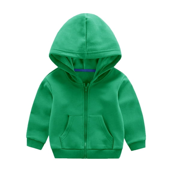 Gerichy Toddler Boys Girls Sweatshirt Long Sleeve Hooded Unisex Kids Pullover Fall Casual Tops Hoodie Solid Color Green,6-7 Years