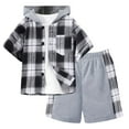 thumbnail image 1 of Gerichy Toddler Boys Outfits Short Sleeve Prints Tops Pants Child 2Pcs Set Track Suits For Kids Summer Boys Plaid Lapel Cotton Cardigan Pants Plaid Color Hooded Boys Suit, 1 of 7