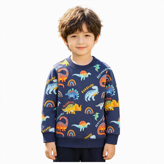 Gerichy Toddler Boys Pullover Sweatshirts Dinosaur Cartoon Print Sweatshirt Kids Long Sleeve Winter Shirt 1T-7T
