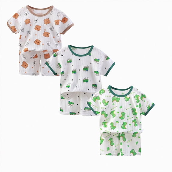 Gerichy Toddler Boys' Shorts Set 6 Piece Short Sleeve T-Shirt and Sweat Shorts Summer Outfit for Boy 12 18 24 Months 2T 3T 4T