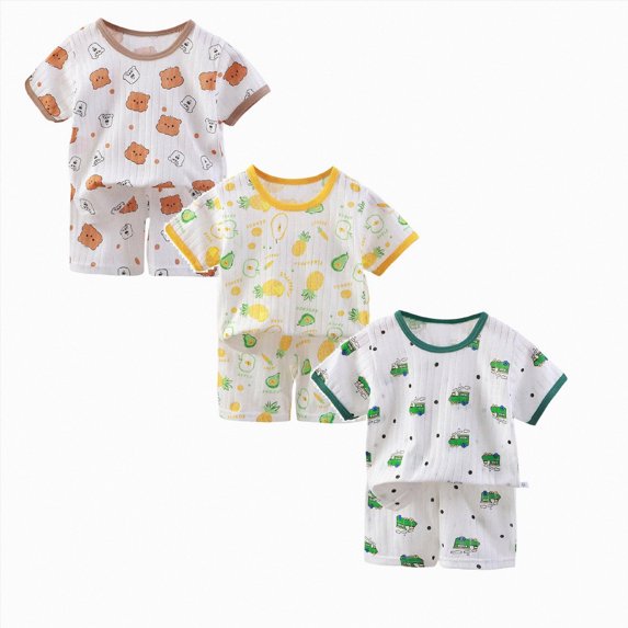 Gerichy Toddler Boys' Shorts Set 6 Piece Short Sleeve T-Shirt and Sweat Shorts Summer Outfit for Boy 12 18 24 Months 2T 3T 4T