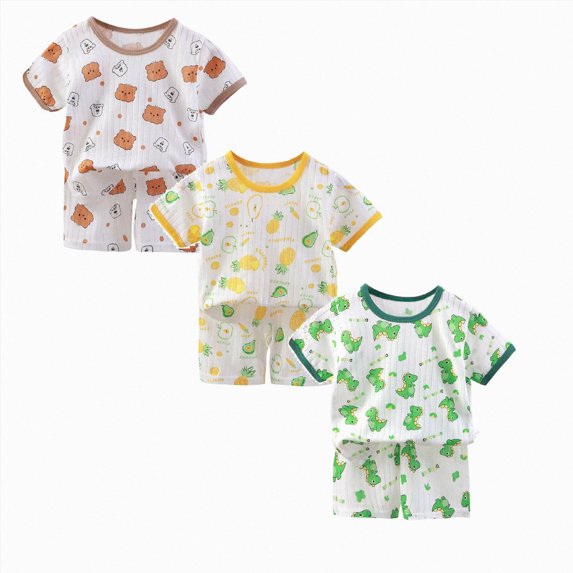 Gerichy Toddler Boys' Shorts Set 6 Piece Short Sleeve T-Shirt and Sweat Shorts Summer Outfit for Boy 12 18 24 Months 2T 3T 4T