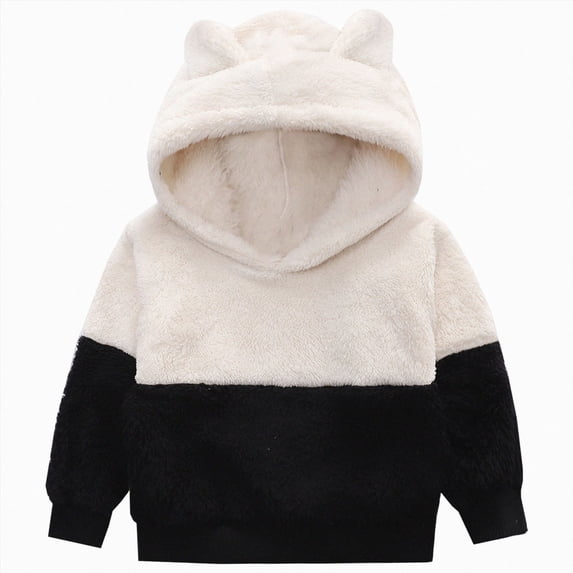 Gerichy Toddler Fleece Baby Boy Outerwear Sweatshirt Infant Cute Girl Ear Hoodie Fuzzy Autumn Winter Warm Pullover Top 2T-7T