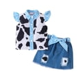 thumbnail image 1 of Gerichy Toddler Girl Denim Western Outfit Baby Cowgirl Clothes Ruffle Cow Print Shirt Button Down Tops Belted Jeans Shorts Toddler Girl Denim Western Outfit Baby Clothes, 1 of 7