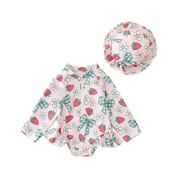 Gerichy Toddler Girl Swimsuit,Girls Bathing Suit Girl Swimsuit Tropical Print Swimsuit Adjustable Straps Bikini Set with Skirt Kids Swimwear