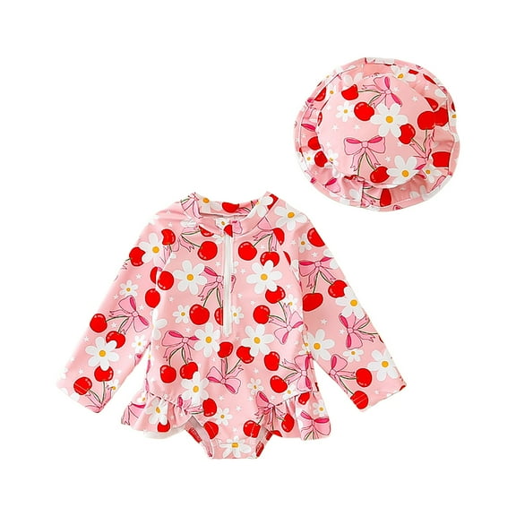 Gerichy Toddler Girl Swimsuit,Girls Bathing Suit Girl Swimsuit Tropical Print Swimsuit Adjustable Straps Bikini Set with Skirt Kids Swimwear