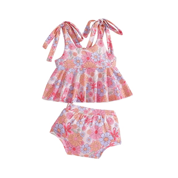 Gerichy Toddler Girl Swimsuit,Girls Bathing Suit Girls Swimsuit 3 Piece Bikini Set with Shorts Tropical Print Quick-Dry Swimwear for Girls