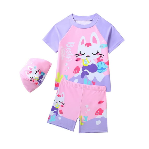 Gerichy Toddler Girl Swimsuit,Girls Bathing Suit Summer Toddler Girls Cartoon Prints Ruffles 1 Piece Swimwear Beach Onesie Swimsuit Bikini