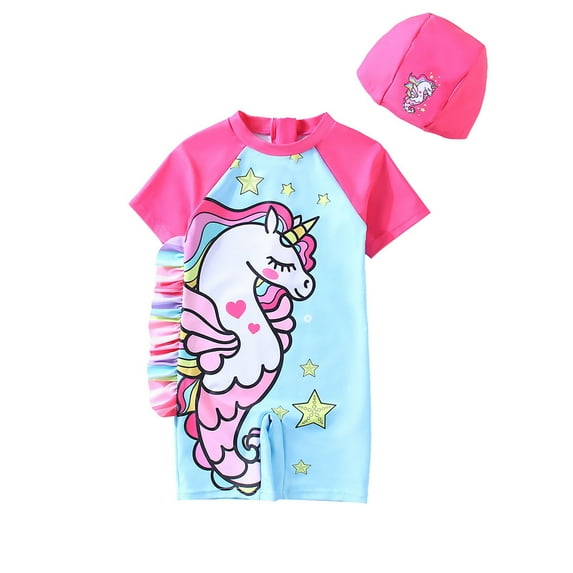 Gerichy Toddler Girl Swimsuit,Girls Bathing Suit Summer Toddler Girls Long Sleeve Heart Prints 1 Piece Swimwear Beach Onesie Swimsuit Bikini