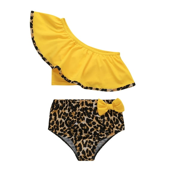 Gerichy Toddler Girl Swimsuit,Girls Bathing Suit Toddler Summer Girls Bowknot Cartoon Fish Printed Ruffles Two Piece Swimwear Swimsuit Bikini