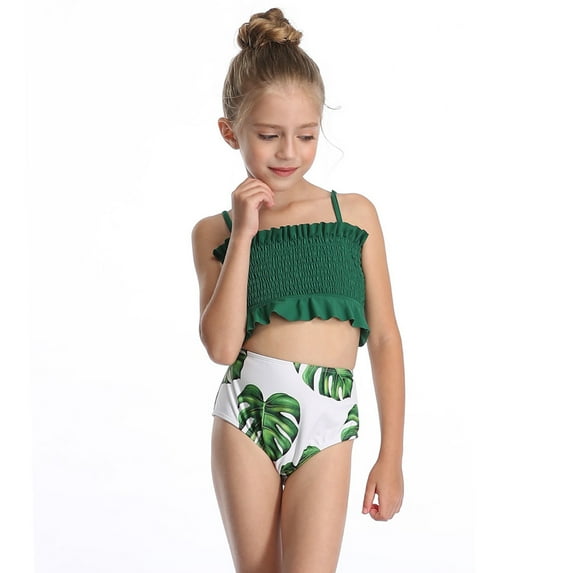 Gerichy Toddler Girl Swimsuit,Girls Bathing Suit Toddler Summer Girlscamou Flage Print Holiday Green Two Piece Swimwear Swimsuit Bikini