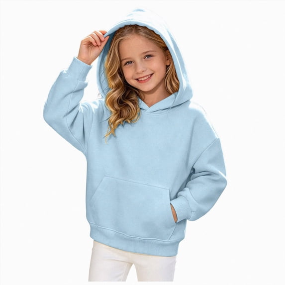 Gerichy Toddler Girls Boys Hoodie Sweatshirt Kids Solid Color Long Sleeve Pullover Tops with Pocket 3T-14T