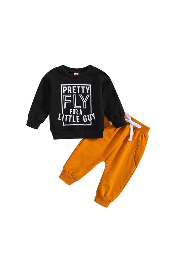 Toddler Kids Baby Boy Fall Outfits 1T 2T 3T Letter Print Long Sleeve Tops Pants Winter Clothes Sets